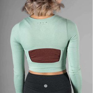 Isla Movement Flourish Long Sleeve Top Jade Sage Green SuzieB Fitness